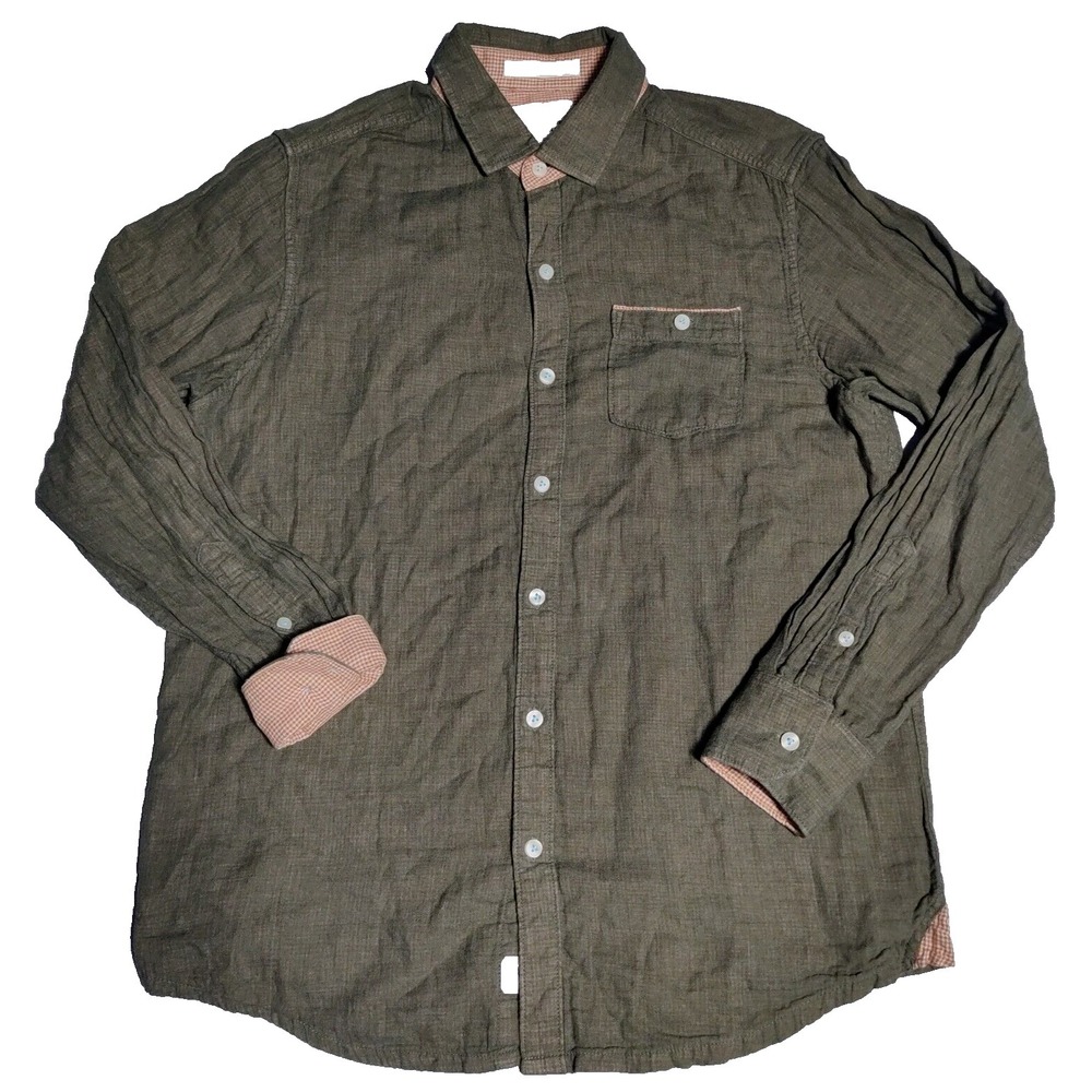 TOMMY BAHAMA JEANS Men Small Green Cotton Button-Up Long Sleeve Shirt